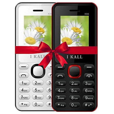 I KALL K66 Dual Sim 4.57 cm (1.8 Inch) Mobile Phone Combo - K66 (White & Red) - NEIGHBOUR JOY