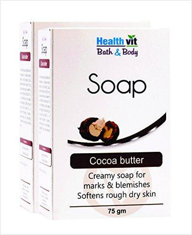 Healthvit Bath and Body Cocoa Butter Soap, 75g  (Pack of 2)