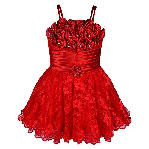 Wish Karo Girls Frock Dress (fr104rd-2-3 Yrs_Red_2-3 Years)