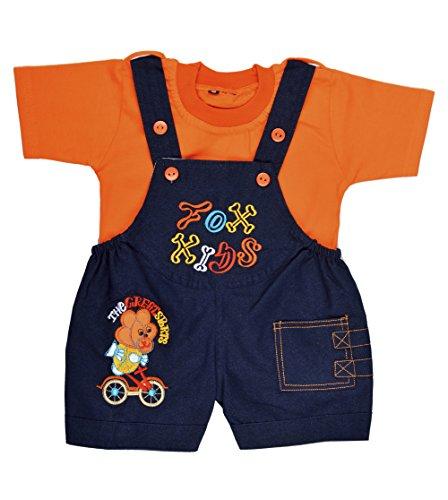 Kuchipoo Baby Dungaree Kids Dungaree Set (KUC-DUN-123, Blue & Orange, 0-6 Months) - NEIGHBOUR JOY