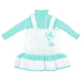 kuchipoo Baby Girls' Hand Knitted Woollen Knee-Long Dress (KUC-FRK-202_Green & White_18-24 months) - NEIGHBOUR JOY