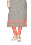 Salwar Studio Women's Grey & Peach Cotton Self Printed Dress Material with Dupatta - NEIGHBOUR JOY