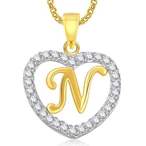 Meenaz Gold Plated In American Diamond Cz Pendant Necklace With Chain For Women & Men - NEIGHBOUR JOY