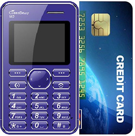 GreenBerry M2 1.77 inch QQVGA Color Display Keypad Ultra Slim Ultra Slim Credit Card Size Light Weight Light Weight MP3 Player -Camera Mobile Phone (Blue) (Only Mobile Phone & Charging Cable in Box, NO CHARGER OR EARPHONE)