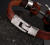 Hot And Bold Stylish Anchor Charm Genuine Leather Wrap Multilayer Bracelet For Men / Boys - NEIGHBOUR JOY