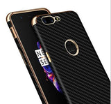 Kapa Oneplus 5 / One plus 5 Carbon Fibre Pattern Flexible Electroplated Edges Protective Back Cover Case for - Black - NEIGHBOUR JOY