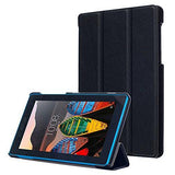 Taslar(TM) Leather Series Flip Cover with convenient stand function and Design Case With Magnet Lock For Lenovo Tab 3 730X Tablet 7 inch - Black