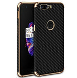 Kapa Oneplus 5 / One plus 5 Carbon Fibre Pattern Flexible Electroplated Edges Protective Back Cover Case for - Black - NEIGHBOUR JOY