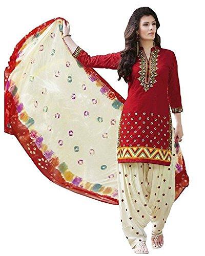 Dresses for women party wear Designer Dress Material Today offers buy Online in Low Price Sale Red & White Color Cotton Fabric Unstitched Salwar Suit - NEIGHBOUR JOY