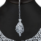 Sukkhi Sleek Rhodium plated AD Stone Necklace Set