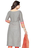 Salwar Studio Women's Grey & Peach Cotton Self Printed Dress Material with Dupatta - NEIGHBOUR JOY