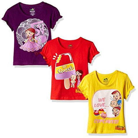 Chhota Bheem Girls' T-Shirt (Pack of 3) (8904157861342) 5 - 6 Years - NEIGHBOUR JOY