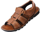 VKC Men's Tan Synthetic Leather Sandals (3-VP-3065-TA-G10) - 10 UK