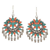 Zephyrr Fashion German Silver Afghani Dangler Hook Chandbali Earrings