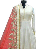 Rangrasiya Women'S Silk Salwar Suit Set (Whitemoti_Pink_Free Size) - NEIGHBOUR JOY