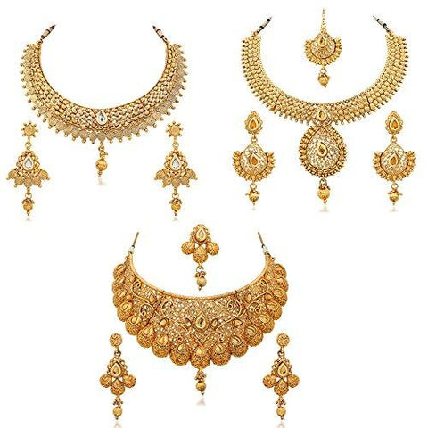 Reeva Gold Plated Combo Of 3 Necklace Earring Set For Women - NEIGHBOUR JOY