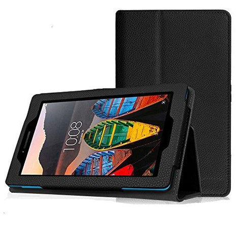 IndiSmack PU Leather Flip Folio Case Cover cum Stand for Lenovo Tab3 7 Essential Only- Black - NEIGHBOUR JOY