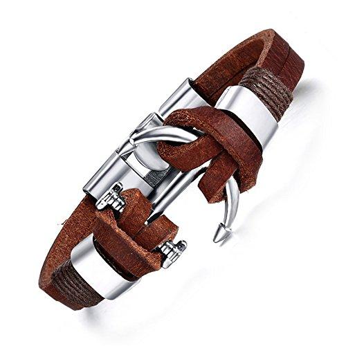 Hot And Bold Stylish Anchor Charm Genuine Leather Wrap Multilayer Bracelet For Men / Boys - NEIGHBOUR JOY