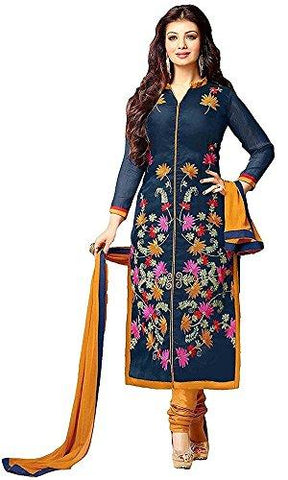 Dresses for women party wear Designer new top Dress Material Today offer buy in Low Price Sale Navy Blue Color Cotton Fabric Free Size Salwar Suit - NEIGHBOUR JOY