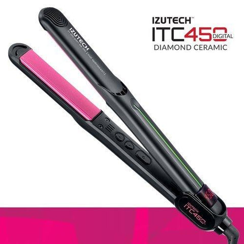 Izutech ITC 450 Diamond Tourmaline Ceramic Flat Iron - 1 x 3.50 Inch (Pink Plates) - NEIGHBOUR JOY