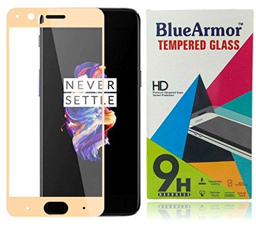 BlueArmor Edge to Edge One Plus 5 Tempered Glass [For August 2017 New Release Oneplus 5 Soft Gold Limited Edition Mobile Phone] Screen Guard Protector for OnePlus 5 Tempered Glass - Gold - NEIGHBOUR JOY