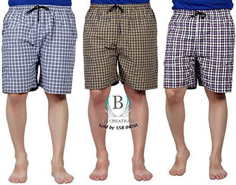 SSB Pure Cotton Multicolor Casual Solid Boxers For Men's Pack of 3