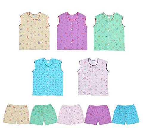 Sathiyas unisex Top & Bottom sets - Set of 5 (0-6 Months) (0-6 Months) - NEIGHBOUR JOY