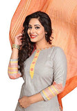 Salwar Studio Women's Grey & Peach Cotton Self Printed Dress Material with Dupatta - NEIGHBOUR JOY