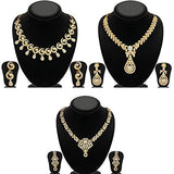 Sukkhi Golden Brass Choker Necklace Set Combo For Women