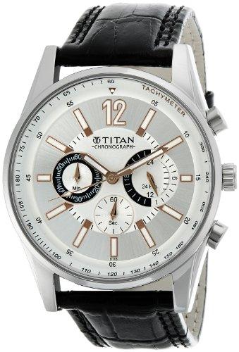 Titan Classique Chronograph Silver Dial Men's Watch - NE9322SL01A