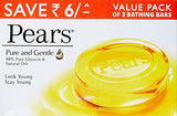 Pears Pure & Gentle Soap Bar, 3 x 125gm