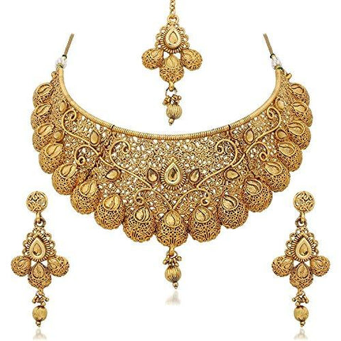 Sukkhi Traditional Gold Plated Kundan Choker Necklace Set for Women