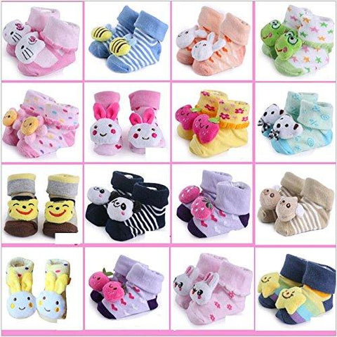 Adriel-Newborn Infant Baby Girl/Boy Booties Multicolor (Color & Design May Vary)- Set Of 2 Pair - NEIGHBOUR JOY