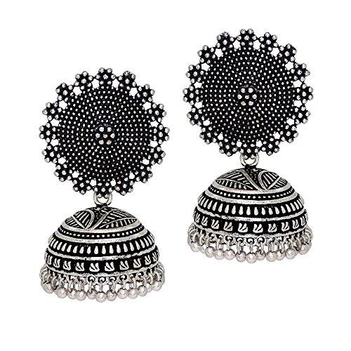 Jaipur Mart Oxidised Silver Plated Handmade Jhumki Earrings For Women - NEIGHBOUR JOY