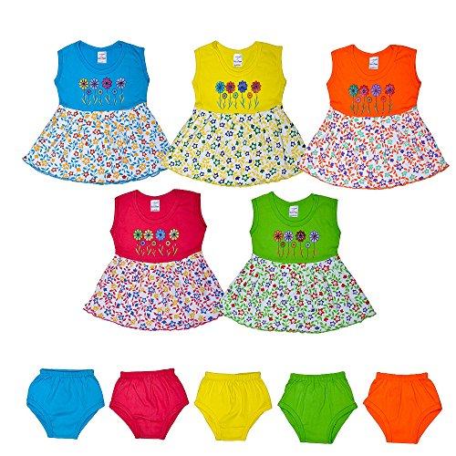 Sathiyas Baby Girls Dresses (Pack of 5) (0-6 Months) (Multi2 (TK151)) - NEIGHBOUR JOY