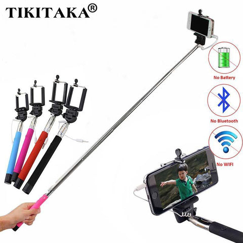 22-100cm Portable Extendable Handheld Monopod Audio Cable Wired Palo Selfie Stick Self-Pole Artifact For Iphone Samsung Android - NEIGHBOUR JOY