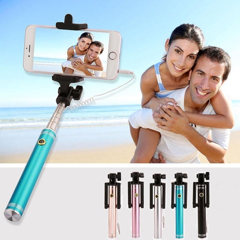 Hot! Universal 17-80CM Luxury Mini Selfie Stick Tripod Monopod for Iphone samsung Android IOS Wired Palo Self Groove Camera Para - NEIGHBOUR JOY